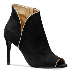 Michael Kors Harper Open Toe Bootie Heels in Black Suede Size 8